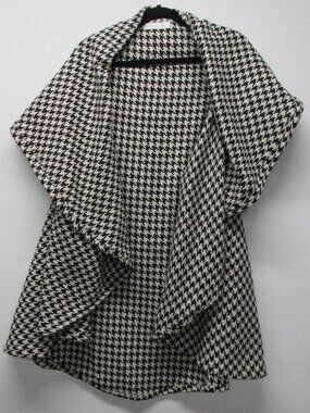 Woven Dream Designs One Of A Kind Upcycled Black Cream Herringbone Draped Vest